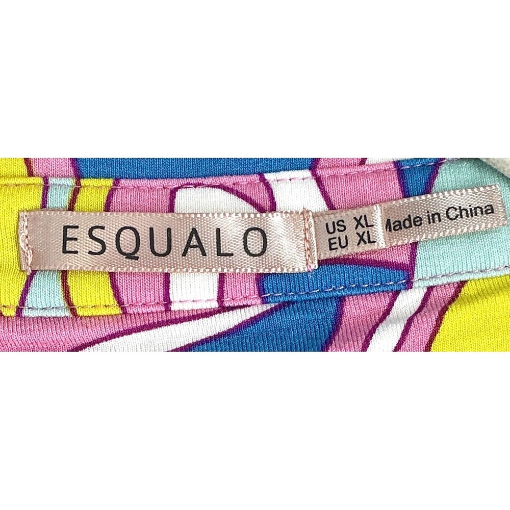 Equal Shirt Dress Pink Blue Yellow Abstract Print Tie Waist Maximalist Sz L - Picture 3 of 13